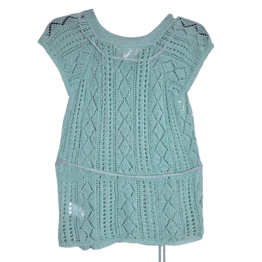 Nekane NKN Lorenza Knit Vest Women S/M Green Excellent Boho Button Tie Waist EUC - Picture 7 of 11